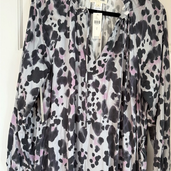 cloth & stone Gray, Black & Lavender Leopard Print Wrap Dress - Picture 4 of 7